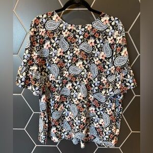 Loft Floral Ruffle Sleeve Blouse